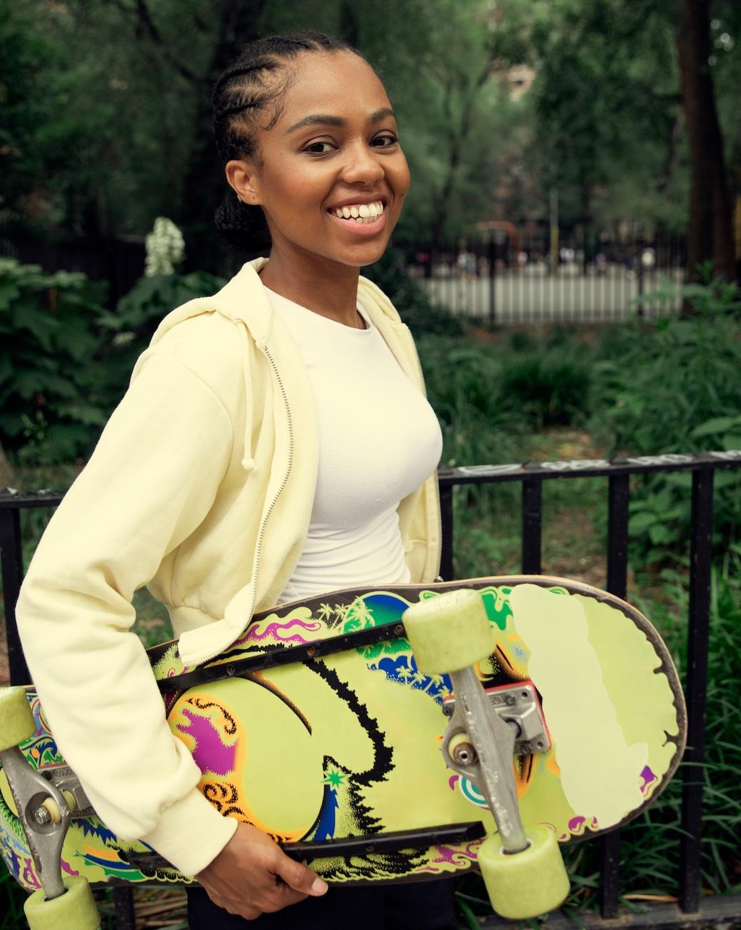 Smiling person in park